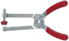 De-Sta-Co - 4448.22 N Load Capacity, 2.91" Throat Depth, 6.8" OAL, Carbon Steel, C Style Plier Clamp - 2.83" Max Jaw Capacity, M6x1 Spindle, 2.83" Open Throat Height, Red Handle, Spindle End - Exact Tooling