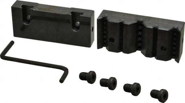 Snap Jaws - 4" Wide x 1-3/4" High x 1" Thick, V-Groove Vise Jaw - Steel, Fixed Jaw, Compatible with 4" Vises - Exact Tooling