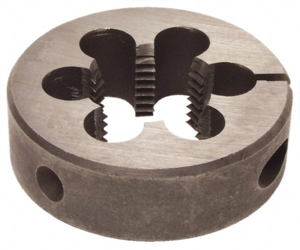 Interstate - 5/8-14 BSPT Thread, Adjustable Round Pipe Die - 2" Outside Diam, High Speed Steel, Right Hand Thread - Exact Tooling