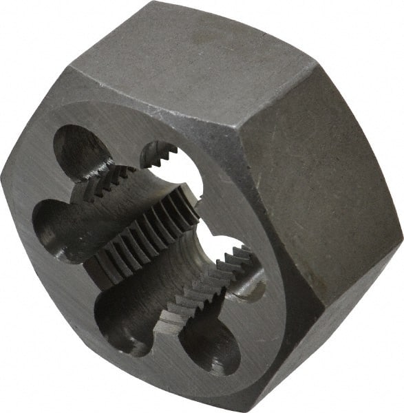 Interstate - M27x2.00 Metric Fine Thread, 2" Hex, Right Hand Thread, Hex Rethreading Die - Carbon Steel, 1" Thick - Exact Tooling