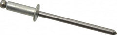 Marson - Button Head Steel Open End Blind Rivet - Steel Mandrel, 0.188" to 1/4" Grip, 1/4" Head Diam, 0.129" to 0.133" Hole Diam, 0.4" Length Under Head, 1/8" Body Diam - Exact Tooling
