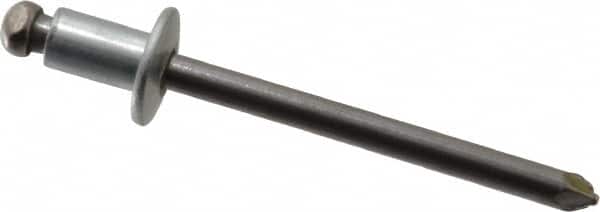 Marson - Button Head Steel Open End Blind Rivet - Steel Mandrel, 0.032" to 1/8" Grip, 3/8" Head Diam, 0.192" to 0.196" Hole Diam, 0.187" Length Under Head, 3/16" Body Diam - Exact Tooling