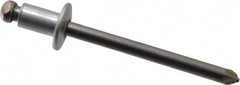 Marson - Button Head Steel Open End Blind Rivet - Steel Mandrel, 0.032" to 1/8" Grip, 3/8" Head Diam, 0.192" to 0.196" Hole Diam, 0.187" Length Under Head, 3/16" Body Diam - Exact Tooling