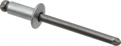 Marson - Button Head Steel Open End Blind Rivet - Steel Mandrel, 0.188" to 1/4" Grip, 3/8" Head Diam, 0.192" to 0.196" Hole Diam, 0.45" Length Under Head, 3/16" Body Diam - Exact Tooling