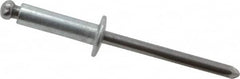 Marson - Button Head Steel Open End Blind Rivet - Steel Mandrel, 0.376" to 1/2" Grip, 3/8" Head Diam, 0.192" to 0.196" Hole Diam, 0.7" Length Under Head, 3/16" Body Diam - Exact Tooling