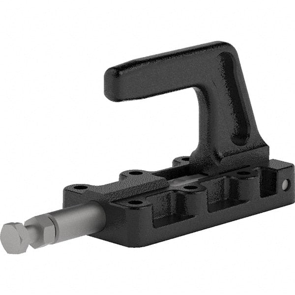 De-Sta-Co - 1,100 Lb Load Capacity, Flanged Base, Carbon Steel, Standard Straight Line Action Clamp - 6 Mounting Holes, 0.26" Mounting Hole Diam, 0.55" Plunger Diam, Straight Handle - Exact Tooling