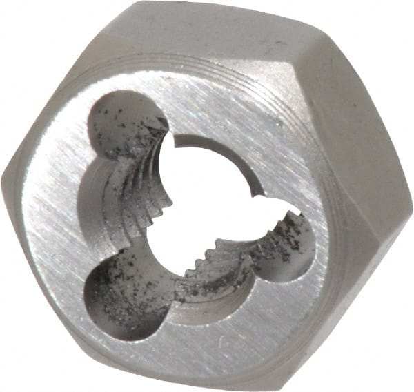 Irwin Hanson - 7/16-14 UNC Thread, 7/8" Hex, Right Hand Thread, Hex Rethreading Die - Carbon Steel, 7/16" Thick - Exact Tooling