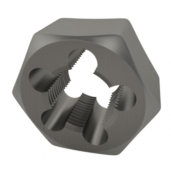 Irwin Hanson - 3/4-10 UNC Thread, 1-7/16" Hex, Right Hand Thread, Hex Rethreading Die - Carbon Steel, 3/4" Thick - Exact Tooling