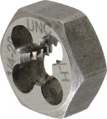 Interstate - 1/4-20 UNC Thread, 19/32" Hex, Left Hand Thread, Hex Rethreading Die - Carbon Steel, 1/4" Thick - Exact Tooling
