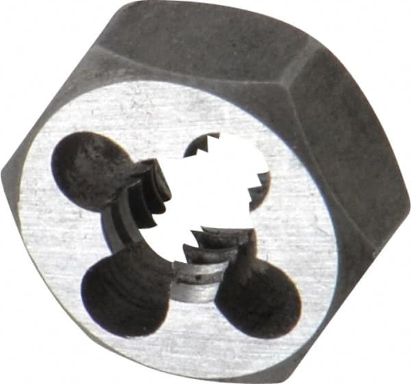 Interstate - 5/16-18 UNC Thread, 11/16" Hex, Left Hand Thread, Hex Rethreading Die - Carbon Steel, 5/16" Thick - Exact Tooling