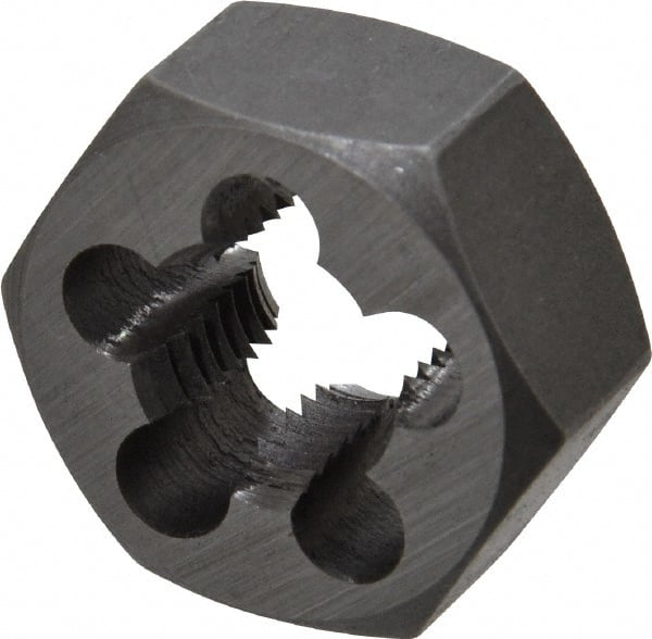 Interstate - 7/16-20 UNF Thread, 7/8" Hex, Left Hand Thread, Hex Rethreading Die - Carbon Steel, 7/16" Thick - Exact Tooling