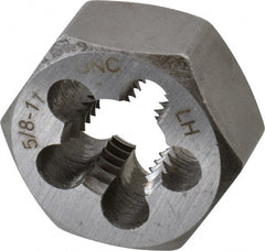 Interstate - 5/8-11 UNC Thread, 1-1/4" Hex, Left Hand Thread, Hex Rethreading Die - Carbon Steel, 5/8" Thick - Exact Tooling