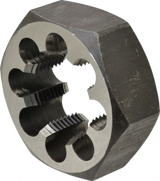 Interstate - 1-1/2 - 12 UNF Thread, 2-9/16" Hex, Right Hand Thread, Hex Rethreading Die - Carbon Steel, 1" Thick - Exact Tooling