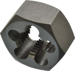 Interstate - 7/16-20 UNF Thread, 7/8" Hex, Right Hand Thread, Hex Rethreading Die - High Speed Steel, 7/16" Thick - Exact Tooling