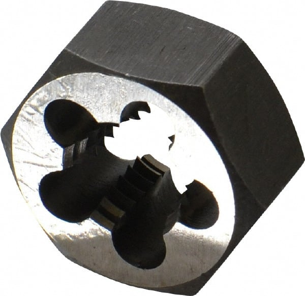 Interstate - 5/8-11 UNC Thread, 1-1/4" Hex, Right Hand Thread, Hex Rethreading Die - High Speed Steel, 5/8" Thick - Exact Tooling