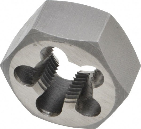 Interstate - 5/8-18 UNF Thread, 1-1/4" Hex, Right Hand Thread, Hex Rethreading Die - High Speed Steel, 5/8" Thick - Exact Tooling