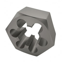 Interstate - 1-1/8 - 12 UNF Thread, 2" Hex, Right Hand Thread, Hex Rethreading Die - High Speed Steel, 1" Thick - Exact Tooling