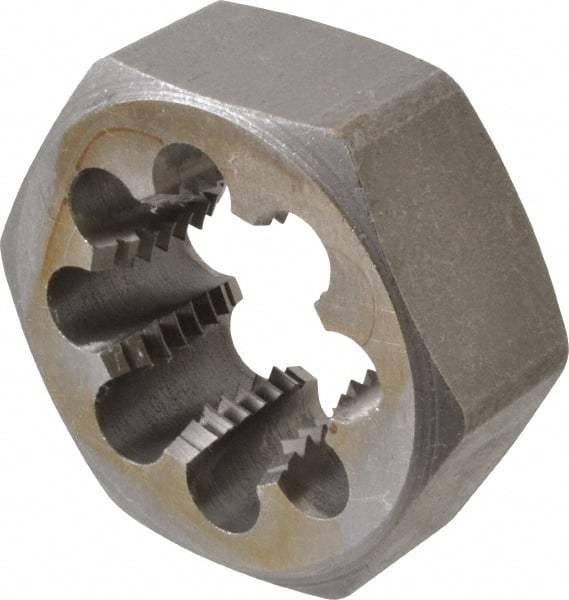 Interstate - 1-3/8 - 8 UNS Thread, 2-3/8" Hex, Right Hand Thread, Hex Rethreading Die - Carbon Steel, 1" Thick - Exact Tooling