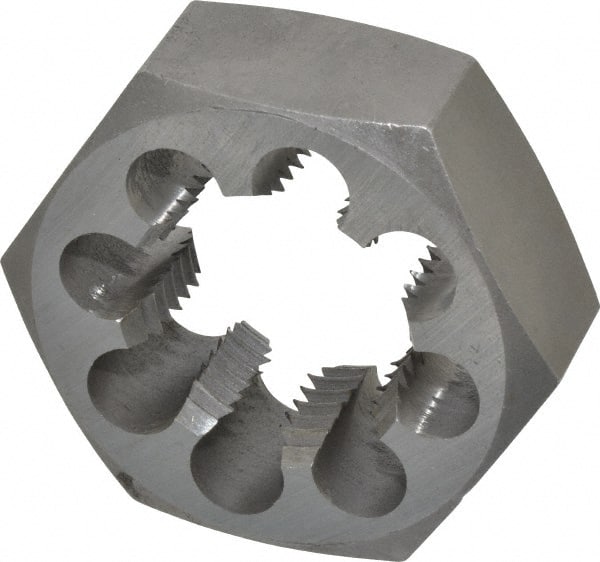 Interstate - 1-1/2 - 8 UNS Thread, 2-9/16" Hex, Right Hand Thread, Hex Rethreading Die - Carbon Steel, 1" Thick - Exact Tooling