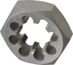 Interstate - 1-3/4 - 8 UNS Thread, 3-1/8" Hex, Right Hand Thread, Hex Rethreading Die - Carbon Steel, 1" Thick - Exact Tooling