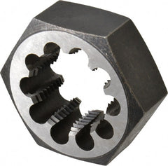 Interstate - 1-7/8 - 8 UNS Thread, 3-1/8" Hex, Right Hand Thread, Hex Rethreading Die - Carbon Steel, 1-1/4" Thick - Exact Tooling
