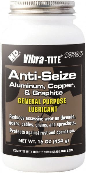 Vibra-Tite - 16 oz Can Anti-Seize Anti-Seize Lubricant - Aluminum/Copper/Graphite, -65 to 1,600°F, Silver Colored, Water Resistant - Exact Tooling