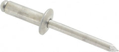 Marson - Button Head Aluminum Open End Blind Rivet - Aluminum Mandrel, 0.376" to 1/2" Grip, 1/2" Head Diam, 0.257" to 0.261" Hole Diam, 3/4" Length Under Head, 1/4" Body Diam - Exact Tooling