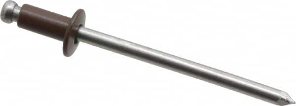 Marson - Button Head Aluminum Open End Blind Rivet - Aluminum Mandrel, 0.063" to 1/8" Grip, 1/4" Head Diam, 0.129" to 0.133" Hole Diam, 0.275" Length Under Head, 1/8" Body Diam - Exact Tooling