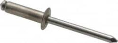 Marson - Button Head Stainless Steel Open End Blind Rivet - Stainless Steel Mandrel, 0.376" to 1/2" Grip, 3/8" Head Diam, 0.192" to 0.196" Hole Diam, 0.7" Length Under Head, 3/16" Body Diam - Exact Tooling