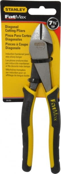 Stanley - 7-1/2" OAL, Diagonal Cutter - 15/16" Jaw Length x 7/8" Jaw Width, Oval Head, Double Injection Molded Handle - Exact Tooling