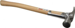 Stanley - 1-3/8 Lb Head, Straight Framing Hammer - 18" OAL, 1-1/2" Face Diam, Checkered Face, Wood Handle - Exact Tooling