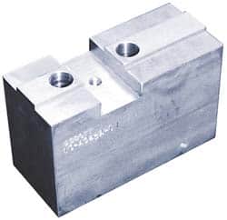 Abbott Workholding Products - 12" & Up Chuck Capacity, Tongue & Groove Attachment, Square Soft Lathe Chuck Jaw - 3 Jaws, Steel, 2" Btw Mount Hole Ctrs, 5-1/2" Long x 2" Wide x 3" High, 5/8" & 5/8" Fastener - Exact Tooling