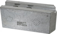 Abbott Workholding Products - 10" & Up Chuck Capacity, 1.5mm x 60° Serrated Attachment, Square Soft Lathe Chuck Jaw - 3 Jaws, Aluminum, 1.1811" Btw Mount Hole Ctrs, 4-1/2" Long x 1-1/2" Wide x 2" High, 0.6299" Groove, 0.4724" & 12mm Fastener - Exact Tooling