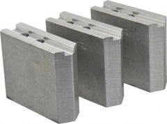 Abbott Workholding Products - 10" & Up Chuck Capacity, 1.5mm x 60° Serrated Attachment, Square Soft Lathe Chuck Jaw - 3 Jaws, Aluminum, 1.1811" Btw Mount Hole Ctrs, 4-1/2" Long x 1-1/2" Wide x 4" High, 0.6299" Groove, 0.4724" & 12mm Fastener - Exact Tooling