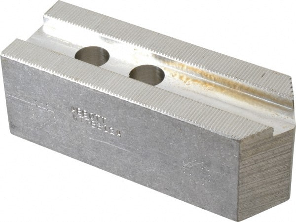 Abbott Workholding Products - 12" & Up Chuck Capacity, 1.5mm x 60° Serrated Attachment, Square Soft Lathe Chuck Jaw - 3 Jaws, Aluminum, 1.1811" Btw Mount Hole Ctrs, 5-1/2" Long x 2" Wide x 2" High, 0.8268" Groove, 0.6299" & 16mm Fastener - Exact Tooling