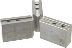 Abbott Workholding Products - 10" & Up Chuck Capacity, 1.5mm x 60° Serrated Attachment, Square Soft Lathe Chuck Jaw - 3 Jaws, Steel, 1.2598" Btw Mount Hole Ctrs, 4-1/2" Long x 1-1/2" Wide x 3" High, 0.6299" Groove, 0.4724" & 12mm Fastener - Exact Tooling