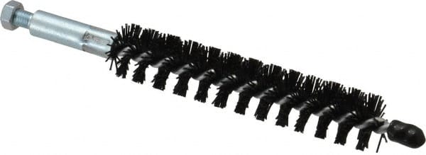 Schaefer Brush - 4" Brush Length, 3/4" Diam, Nylon Single Stem, Single Spiral Condenser Tube Brush - 6-1/4" Long, Nylon, 1/4-28 Male Connection - Exact Tooling