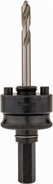 Starrett - 1-1/4 to 8-9/32" Tool Diam Compatibility, Straight Shank, Stainless Steel Integral Pilot Drill, Hole Cutting Tool Arbor - 1/2" Min Chuck, Hex Shank Cross Section, Threaded Shank Attachment, For SH, DH, CT & D Hole Saws - Exact Tooling