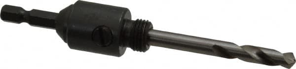 Starrett - 9/16 to 1-3/16" Tool Diam Compatibility, Straight Shank, Stainless Steel Integral Pilot Drill, Hole Cutting Tool Arbor - 1/4" Min Chuck, Hex Shank Cross Section, Threaded Shank Attachment, For SH, DH, CT & D Hole Saws - Exact Tooling