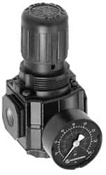Norgren - 1/2 NPT, 300 Max Supply Pressure, Zinc Intermediate Regulator, Pressure Gauge Included - Exact Tooling