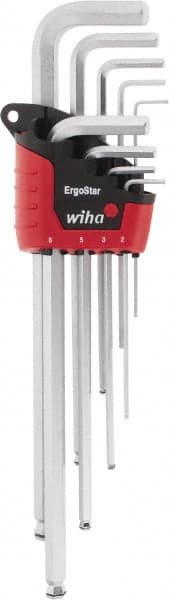 Wiha - 9 Piece L-Key Ball End Hex Key Set - Hex Range 1.5 to 10mm - Exact Tooling