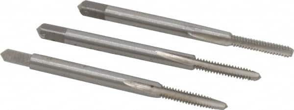 Interstate - #4-40 UNC, 3 Flute, Bottoming, Plug & Taper, Bright Finish, High Speed Steel Tap Set - Right Hand Cut, 1-7/8" OAL, 9/16" Thread Length - Exact Tooling