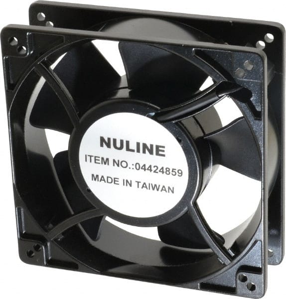 Value Collection - 230 Volts, AC, 130 CFM, Square Tube Axial Fan - 0.19 Amp Rating, 2,650 to 3,100 RPM, 5" High x 5" Wide x 1-1/2" Deep - Exact Tooling