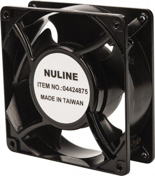 Value Collection - 230 Volts, AC, 53 CFM, Square Tube Axial Fan - 0.9 Amp Rating, 1,850 to 2,100 RPM, 4.7" High x 4.7" Wide x 1-1/2" Deep - Exact Tooling