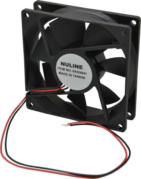 Value Collection - 24 Volts, DC, 50.5 CFM, Square Tube Axial Fan - 0.14 Amp Rating, 2,200 to 2,500 RPM, 3.62" High x 3.62" Wide x 1" Deep - Exact Tooling