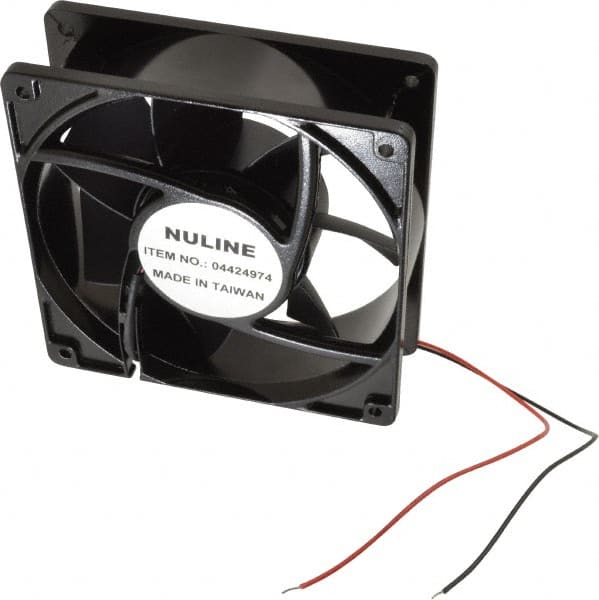 Value Collection - 12 Volts, DC, 145 CFM, Square Tube Axial Fan - 1.1 Amp Rating, 2,600 to 2,900 RPM, 4.7" High x 4.7" Wide x 1-1/2" Deep - Exact Tooling
