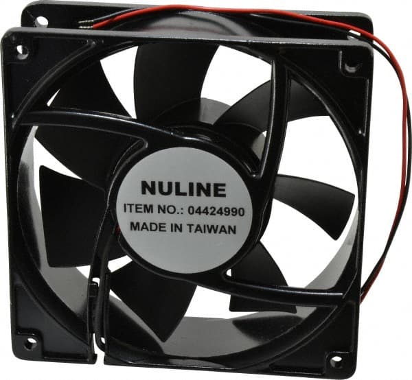 Value Collection - 24 Volts, DC, 145 CFM, Square Tube Axial Fan - 0.8 Amp Rating, 2,600 to 2,900 RPM, 4.7" High x 4.7" Wide x 1-1/2" Deep - Exact Tooling