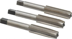 Interstate - 7/16-20 UNF, 4 Flute, Bottoming, Plug & Taper, Bright Finish, High Speed Steel Tap Set - Right Hand Cut, 3-5/32" OAL, 1-7/16" Thread Length - Exact Tooling