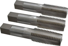 Interstate - 1-1/4 - 7 UNC, 4 Flute, Bottoming, Plug & Taper, Bright Finish, High Speed Steel Tap Set - Right Hand Cut, 5-3/4" OAL, 2-9/16" Thread Length - Exact Tooling