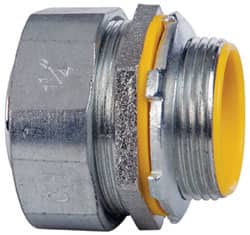 Cooper Crouse-Hinds - 1-1/4" Trade, Malleable Iron Threaded Straight Liquidtight Conduit Connector - Insulated - Exact Tooling